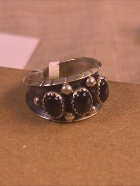 Native signed onyx ring